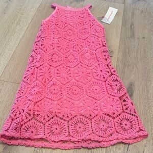 Design History Bright Pink Crochet Kids Dress
